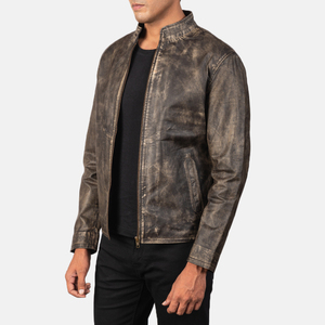 Premium Genuine Leather Breathable Turn-down Collar Autumn Slim Fit Men's Zipper <b>Coat</b> - Product Image 2