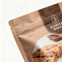 Sachet Doypack en Mylar imprimé sur mesure de qualité alimentaire avec fermeture éclair et fenêtre transparente pour biscuits, chocolats et snacks