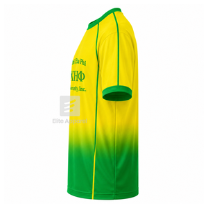 เสื้อฟุตบอลชมรมนักเรียนหญิงชื่อ Custom Chi Eta Phi แขนสั้น โลโก้ด้านหน้า สีเขียวและเหลืองไล่เฉดสี ผ้าโพลีเอสเตอร์ระบายอากาศได้ดี - Product Image 4