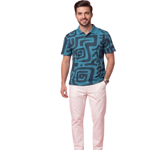 Polo à manches courtes pour homme, uni, style européen et américain, haut de gamme, t-shirt de golf, tricoté, été, coupe ajustée, rayé, décontracté - Product Image 2