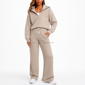 Conjunto de Ropa Casual para Mujer, Dos Piezas, Sudadera con Capucha y Cremallera, Pantalones a Juego, Suministro de Fábrica OEM - Product Image 6