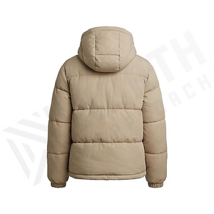 Hooded Quilted Waterproof <b>Bubble</b> Jacket Black Full Sleeve Winter Windproof Cotton Shell Knitted Fabric Polyester Filling Stand - Product Image 2