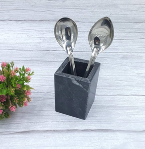 Porte-ustensiles en marbre de qualité supérieure, organisateur de cuisine rond en pierre, support à couverts moderne, support à cuillères, décoration artisanale pour la maison - Product Image 4