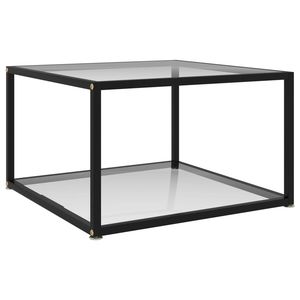 Table basse en verre trempé noir avec plateau transparent et structure en acier thermolaqué - Product Image 1