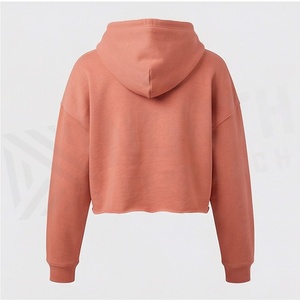 Customized Womens Drawstring Crop Top <b>Drop</b> Shoulder Hoodie Full Sleeve 100% Cotton Design OEM Knitted Color Streetwear - Product Image 2