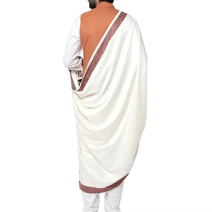 Chal Tradicional Musulmán para Hombre, Blanco, de Lana, con Borde Tejido, Diseño Elegante para Ceremonia Nikah de Invierno, Celebraciones Islámicas - Product Image 5