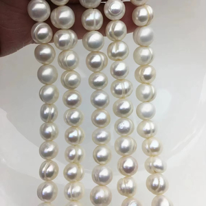 Perles de culture d'eau douce naturelles blanches AA, 9,5-10,5 mm, forme pomme de terre, haute brillance, brin lâche, pour la fabrication de bijoux, vente en gros - Product Image 1