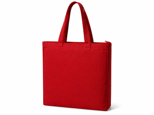 300gsm Red <b>Canvas</b> <b>Tote</b> Bag 16x14x3 Cotton Zipper Long Handle Reusable Eco Friendly Custom Print Travel AMANI Wholesale - Product Image 4