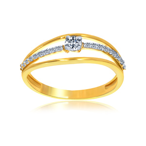 <b>Gold</b> <b>Ring</b> with Round Brilliant Cut Diamonds Halo Engagement Wedding <b>Ring</b> 18K <b>Gold</b> 2.7g Modern <b>Vintage</b> Look High Shine - Product Image 1