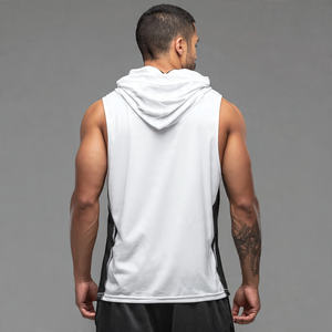 Camiseta Deportiva sin Mangas con Capucha para Hombre, 100% Algodón y Poliéster, Corte Regular, para Gimnasio y Fisicoculturismo, Primavera - Product Image 1