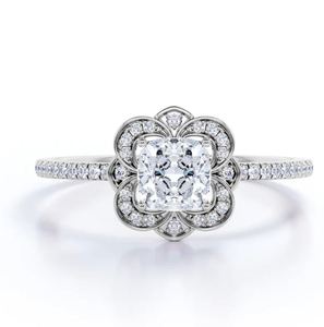 แหวนหมั้นมอสซาไนต์ทรงคุชชั่น 1.40 กะรัต สไตล์วินเทจ ชุบทอง 14K ดีไซน์รัศมี คลาสสิก แหวนขอแต่งงานสุดพิเศษ - Product Image 1