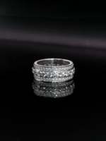 Bague éternité personnalisée en argent sterling 925 plaqué rhodium, sertie pavé, avec diamant de laboratoire taille émeraude de 7 carats, couleur D, clarté VS-SI