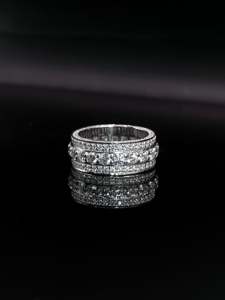 Custom <b>Emerald</b> Round Cut Moissanite <b>Ring</b> Iced Out 925 Sterling <b>Silver</b> Eternity Band Luxury Men Hip Hop Pinky Statement <b>Ring</b> - Product Image 4
