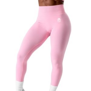 Leggings sin costuras de talle alto para mujer, color rosa, de alta elasticidad, para yoga, entrenamiento, gimnasio, fitness, control de abdomen, ropa deportiva, uso diario, ajuste profesional, suaves - Product Image 2