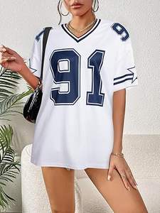 Camiseta de Fútbol para Mujer, Diseño Lindo con Letras y Números, Ropa Deportiva de Verano, Manga Corta, Corte Automatizado, Número 91 - Product Image 5