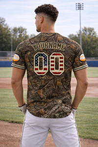 Maillot de baseball américain unisexe de haute qualité, camouflage, respirant, 100% polyester, manches courtes, sangle réglable, grande taille, fabrication OEM - Product Image 2