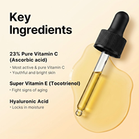 Sérum à 23% de vitamine C |   Sérum visage raffermissant anti-âge éclaircissant Vitamine E Acide hyaluronique |   Non gras, absorption rapide, 30 ml
