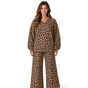 Autumn Tree Branch Camo Print <b>V</b> <b>Neck</b> <b>Sweatshirt</b> And Wide Leg Trousers Two Piece Set Premium Wholesale Loungewear - Product Image 5