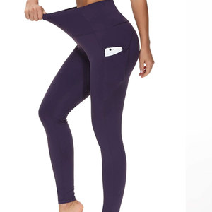 Econex Sports Women's High Waist Yoga <b>Leggings</b> Full Length Solid Color <b>Pockets</b> Seamless Four-Way Stretch Breathable Pull-On - Product Image 3