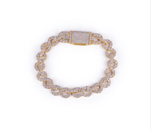 Classic 18K Gold Plated Chain <b>Bracelet</b> With Round <b>Crystal</b> Rhinestones For Women Wedding Jewelry - Product Image 1