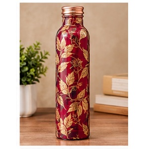Botella de Agua de Cobre con Diseño Floral, Portátil, para Viajes, con Tapa, en Colores Blanco, Rojo y Verde - Product Image 3