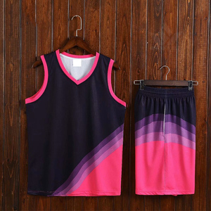Ensemble de maillots de basket-ball personnalisés pour hommes adultes, col en V, sans manches, en polyester/coton respirant, taille élastique, coupe personnalisée - Product Image 4