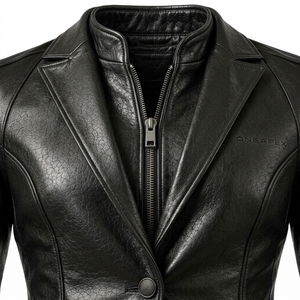 Unisex Black Leather Slim Fit Turn-Down Collar Single Button <b>Jacket</b> <b>Racing</b> Biker <b>Jacket</b> Custom Leather Riding <b>Jacket</b> Wholesale - Product Image 6
