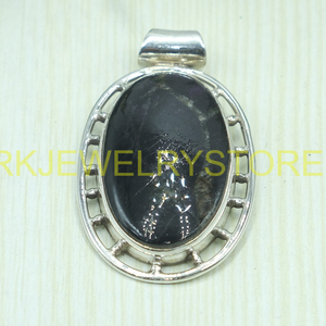 Pendentif ovale en jaspe Picasso naturel, en argent sterling 925, fait main, style vintage bohème, bijou statement, cadeau pour femme et homme - Product Image 6