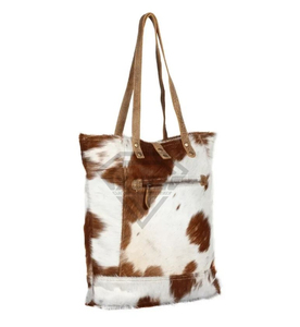 Sac fourre-tout à bandoulière en cuir de vachette véritable personnalisé, motif vache marron et blanc, pour femme, vente en gros directe - Product Image 4