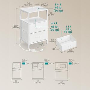 โต๊ะข้างเตียงสีขาวทันสมัย 2 ลิ้นชักสำหรับห้องนอน - Product Image 3