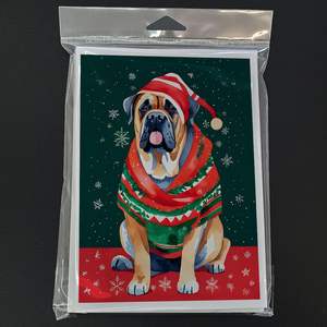 Mastiff Whimsical A7 Tarjetas de felicitación navideñas Paquete de 8 tarjetas de notas en blanco con sobres Tamaño 5x7 - Product Image 3