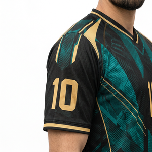 Conjunto de Uniforme de Fútbol Personalizado Unisex, Negro y Verde, de Secado Rápido, Transpirable, 220g, Poliéster, para Equipos Adultos, Talla 10 - Product Image 5