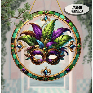 Masque de carnaval en acrylique léger peint à la main CIFbuy, ornement coloré à suspendre pour fenêtre, décoration de jardin, maison, cadeau de fête, TikTok - Product Image 3