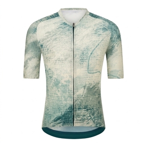 Maillot de cyclisme bleu tie-dye à manches courtes pour homme avec fermeture éclair avant, vêtement de sport respirant - Product Image 2