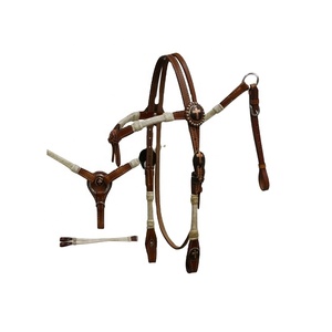 Haute qualité 100% cuir de vache Western noué Headstall poitrine collier ensemble haut fournisseur indien fabricant en gros - Product Image 1