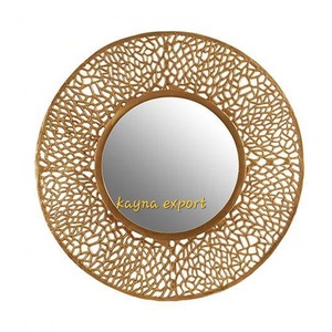 Kayna Export Luxury <b>Gold</b> Plated Metal Art Deco Round Wall Mirror with 5.0mm Thickness for Hotels Decor - Product Image 3