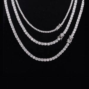 Collier personnalisé en or blanc massif, coupe ronde brillante, couleur DEF, certifié IGI, collier tennis pour homme et femme, bijoux - Product Image 2