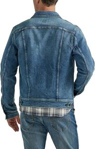 Veste en jean décontractée pour homme, style chemise à carreaux superposée, en coton délavé, coupe classique, fermeture boutonnée, style automne - Product Image 3