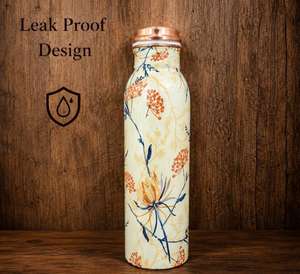 Floral Copper <b>Water</b> <b>Bottle</b> Portable Travel Drinkware With Lids Reusable Eco-Friendly Design - Product Image 5