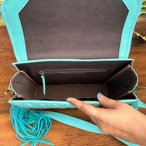 Gran oferta, sobre mecanizado a mano, bandolera con flecos, bolso occidental para mujer, Floral, cuero genuino, moda, bolsos de mano con entramado de diamantes - Product Image 6