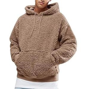 Sweat à capuche Sherpa oversize pour homme, pull en polaire chaud d'hiver, décontracté, couleur unie, anti-boulochage, tricoté, coupe ajustée - Product Image 3