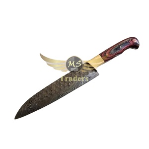 Ensemble de 5 couteaux de cuisine professionnels en bois de Pakka, couteau de chef, design damas, haute qualité - Product Image 6