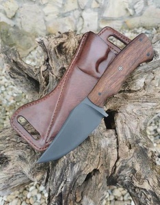 Drop Point Hunting <b>Knife</b> With Wood Handle High Carbon Steel Blade 0.6mm Thickness Straight Edge Non Adjustable - Product Image 5
