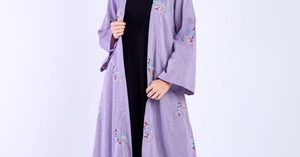 Nouvelle Robe Abaya Modeste Style Islamique Vente en Gros Vêtement Musulman Femme Longue Robe Ouverte sur le Devant Polyester Col V Floral Manches Longues - Product Image 2