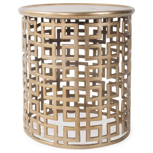 โต๊ะกาแฟและโต๊ะข้างทรงกระบอก ดีไซน์หรูหรา คุณภาพสูง ผลิตจากโลหะชุบทองเกรดพรีเมียม พร้อมพื้นผิวสัมผัสพิเศษ - Product Image 6