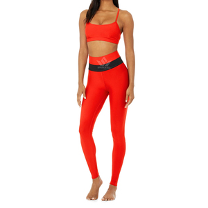 Conjunto de Yoga de 2 Piezas sin Costuras para Mujer, Leggings de Cintura Alta, Tirantes Finos, Transpirable, Elástico, Ropa Deportiva para Gimnasio, Spandex/Nailon - Product Image 2