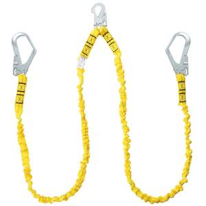 38mm Yellow Retractable Safety Belt 6ft 1.83m Fall Protection <b>Lanyard</b> <b>2</b> Alloy Steel Snap <b>Hooks</b> 30KN Breaking Tension for - Product Image 1