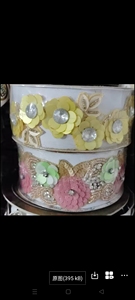 Ribete de encaje bordado a mano con pedrería de lujo multicolor para accesorios de vestidos de novia y prendas étnicas - Product Image 5
