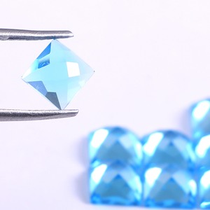 Topacio Azul Suizo Facetado, Corte Rosa Cuadrado de 6x6mm, Gema Suelta, Proveedor al por Mayor, Precio de Fábrica, Gema de Alta Calidad - Product Image 2