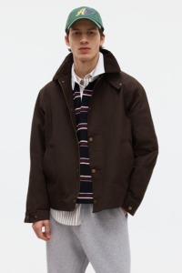 Men's Brown windbreaker <b>Jacket</b> Solid Color Zipper Closure Polyester Cotton Windproof Casual Winter Wear - Product Image 2